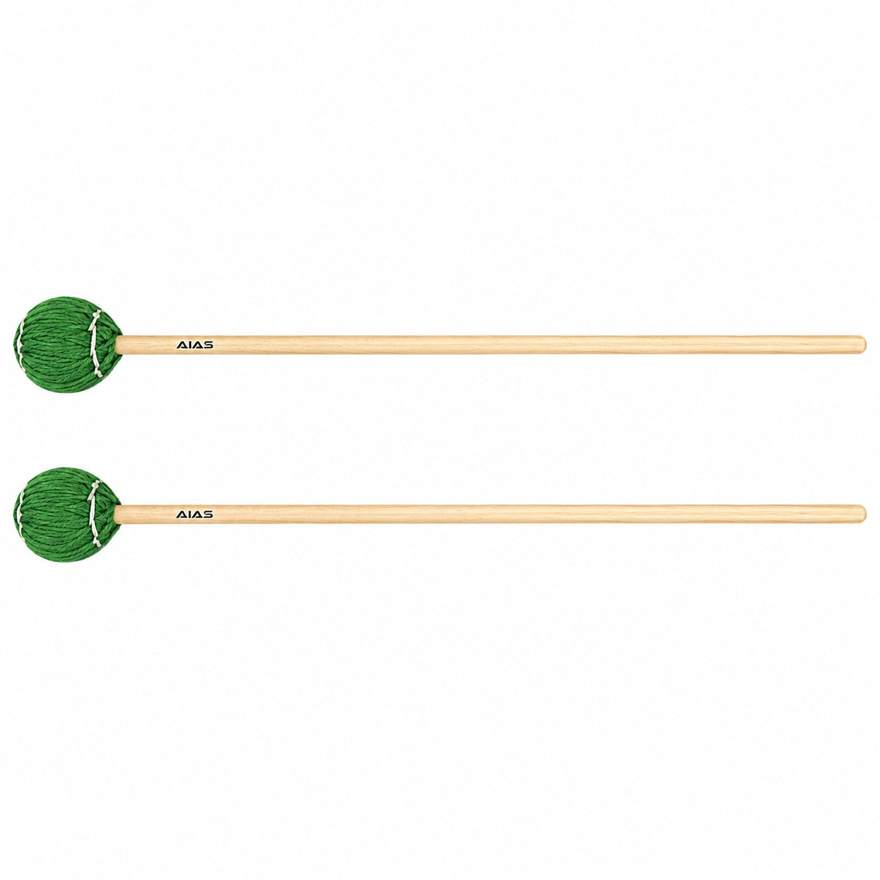 AIAS Vibraphone Mallets Green Wrapped Heads with Maple Shafts Clear Articulation 16 Inch Pair
