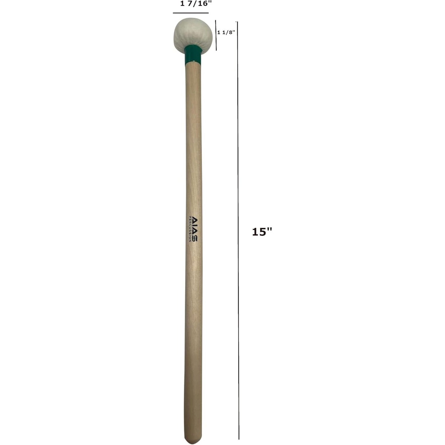 AIAS Medium-Firm Timpani Mallets – Maple Shaft Drumsticks with 1 7/16" Felt Heads, Balanced Percussion Mallets for Orchestra, Concert Band, and Studio Use