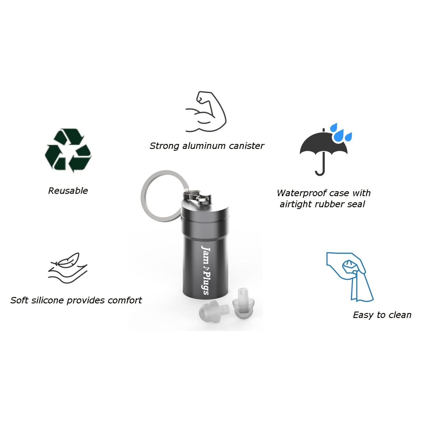 JamPlugs High Fidelity Earplugs for Concerts, Musicians, Festivals, Drummers, Nightclubs