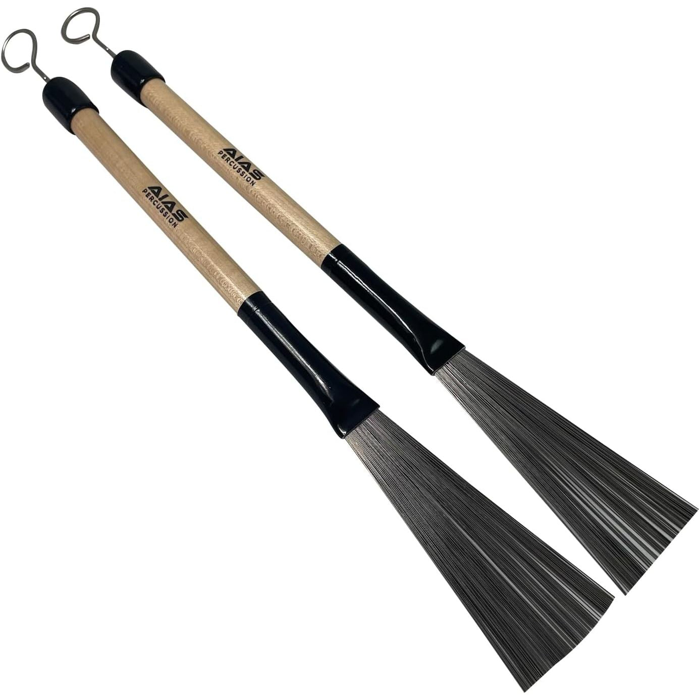 AIAS Retractable Wire Drum Brushes (AW-1) with Maple Wood Handle for Articulation Control and Dynamic Playing