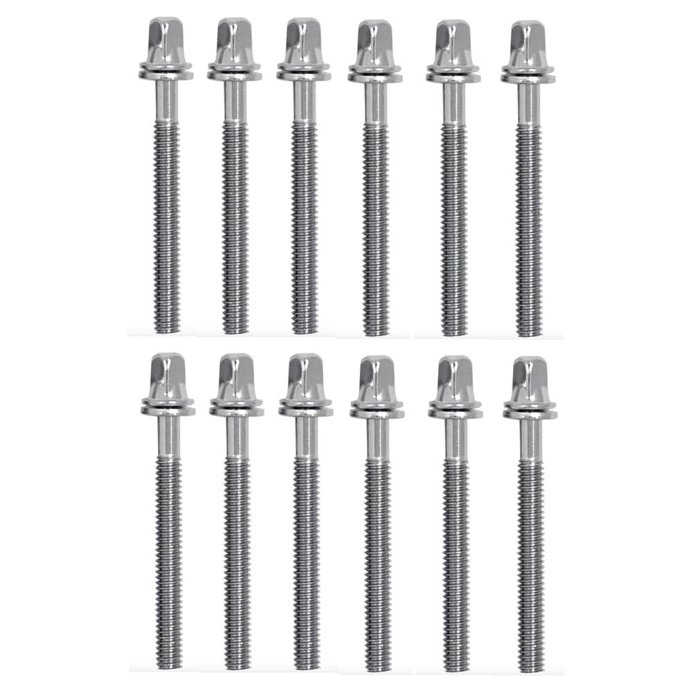 AIAS Chrome Plated Drum Tension Rods 12 Pack with Washers | Replacement Tuning Screws for Snare and Tom Drums