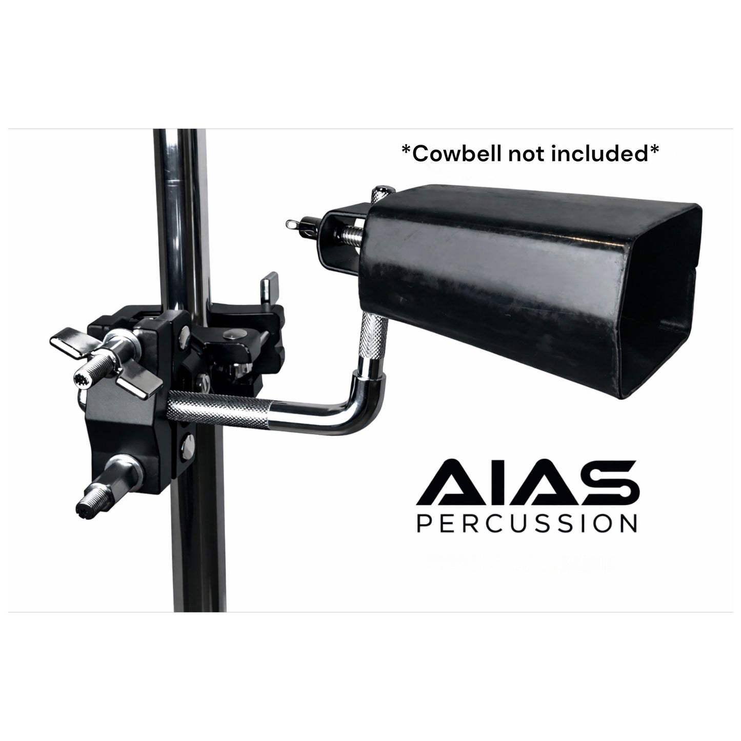 AIAS Cowbell Mount Accessory Multi Clamp – Percussion Clamp for Cowbells, Jam Blocks & Drum Accessories, Rotating Fastener, Fits 3/8" to 1 1/4" Drum Hardware