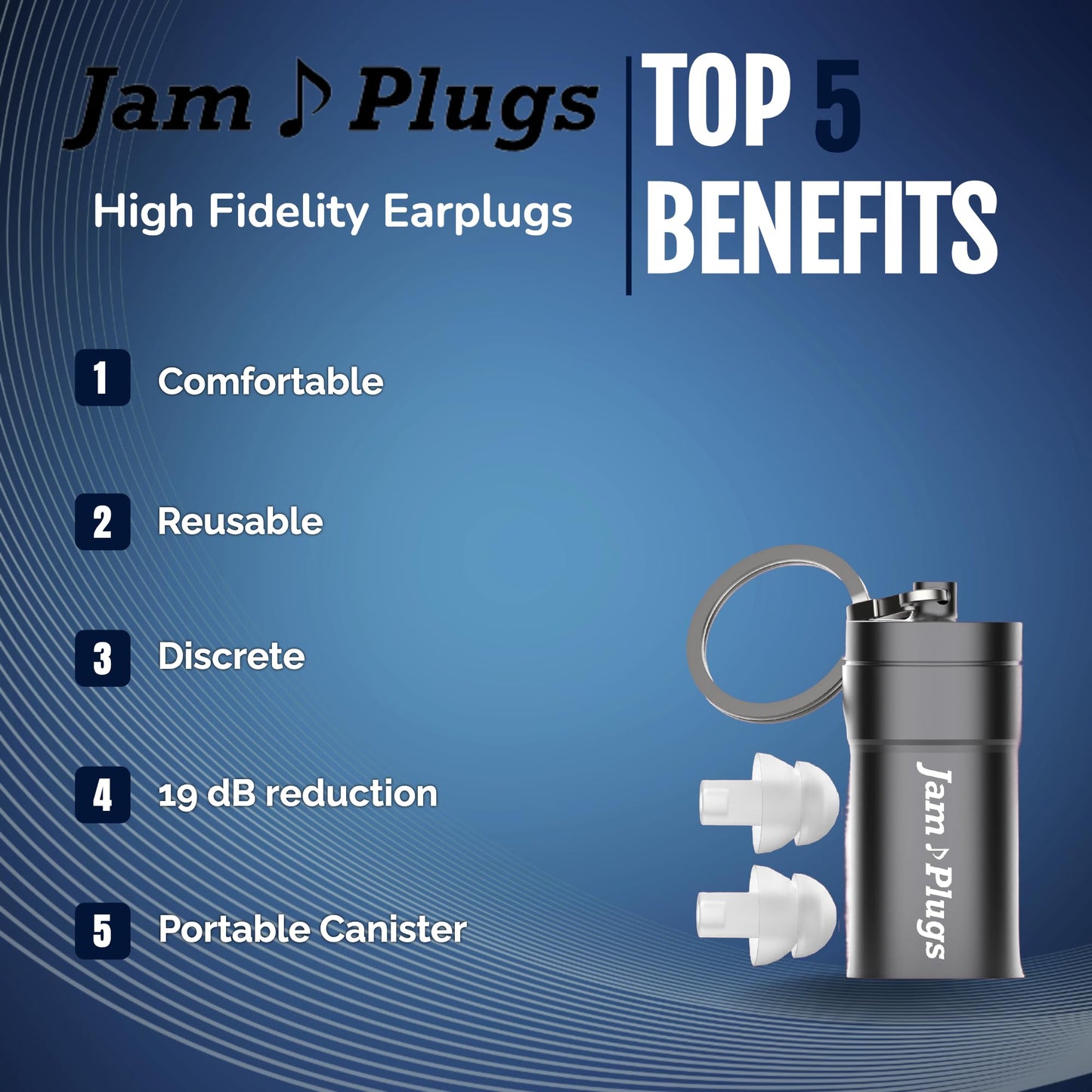 JamPlugs High Fidelity Earplugs for Concerts, Musicians, Festivals, Drummers, Nightclubs