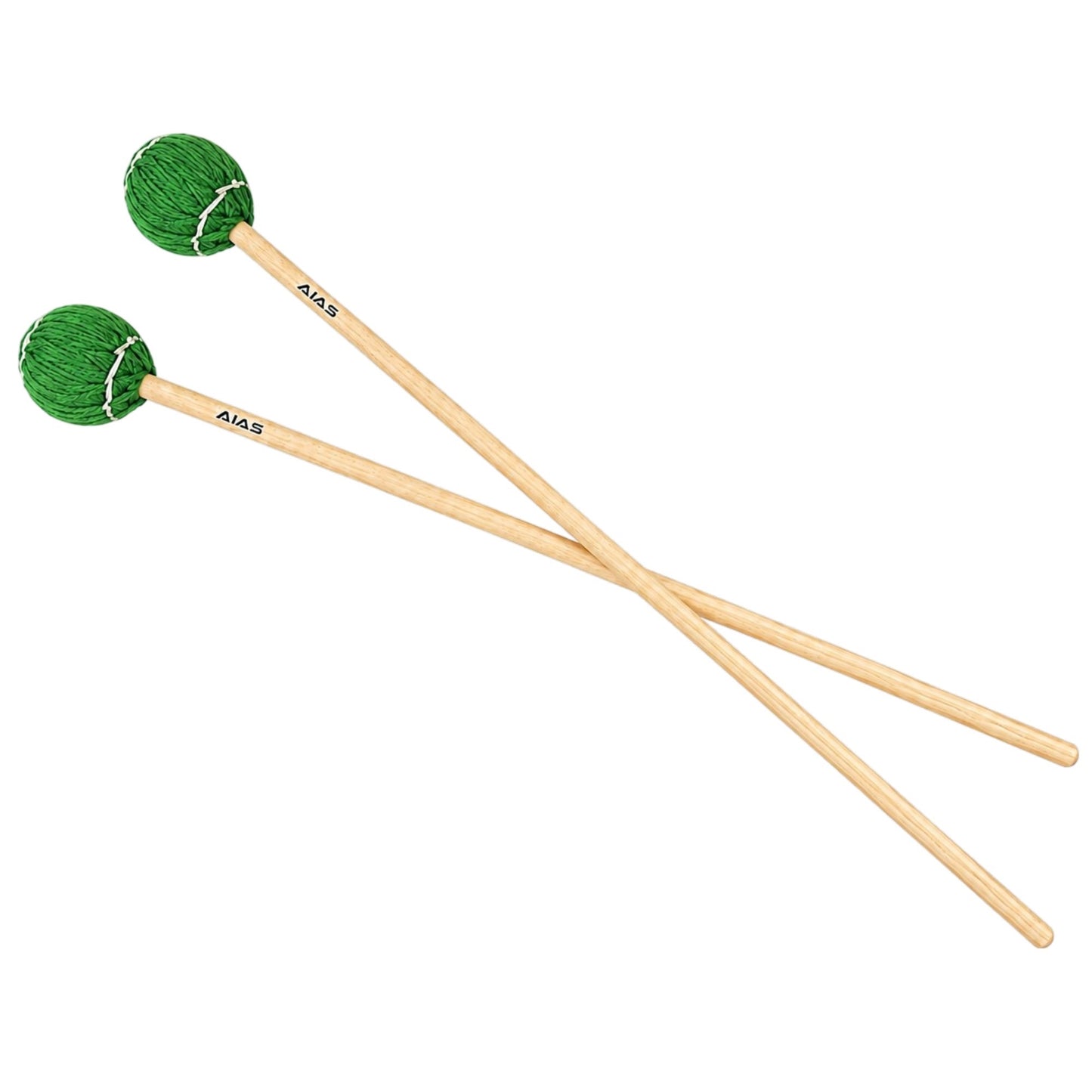 AIAS Vibraphone Mallets Green Wrapped Heads with Maple Shafts Clear Articulation 16 Inch Pair