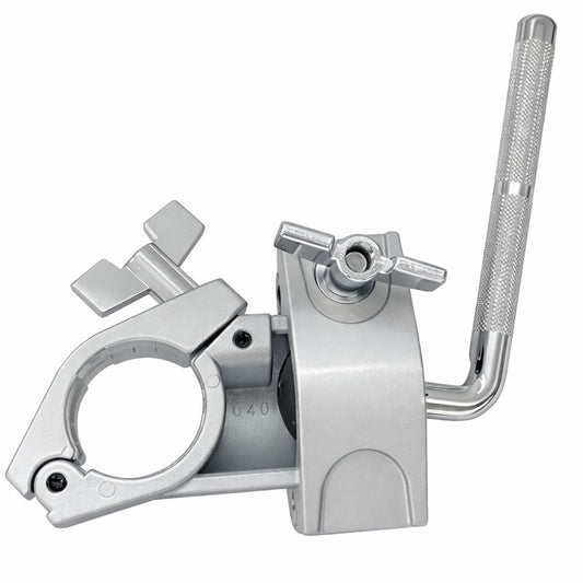 AIAS Drum Rack Clamp – Adjustable 1.5" Rack Mount with Rotating 10.5mm L Rod for Cowbells, Tambourines, Jam Blocks, Toms & Electronic Pads – Multi-Angle Percussion Holder (Silver)
