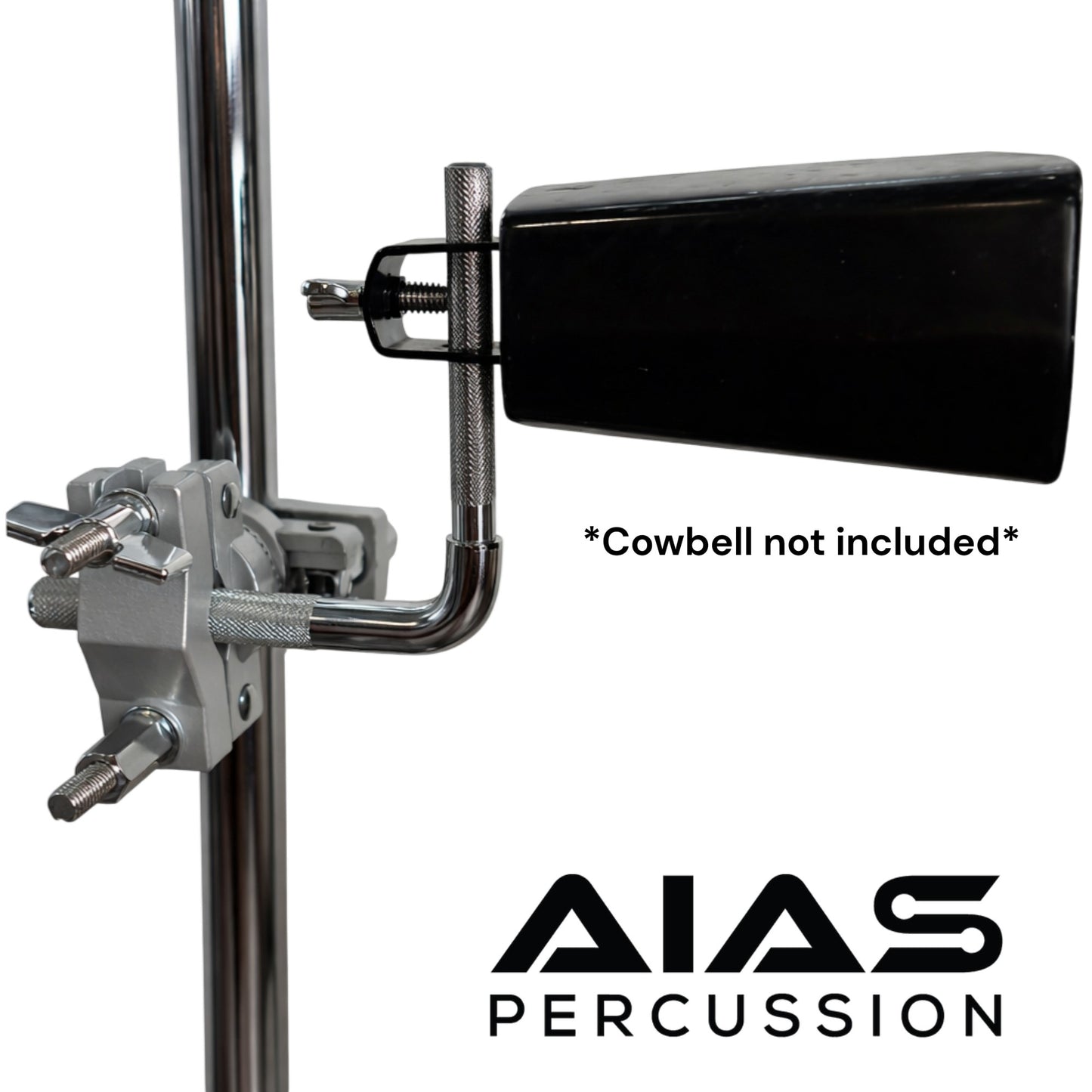 AIAS Cowbell Mount Accessory Multi Clamp – Percussion Clamp for Cowbells, Jam Blocks & Drum Accessories, Rotating Fastener, Fits 3/8" to 1 1/4" Drum Hardware