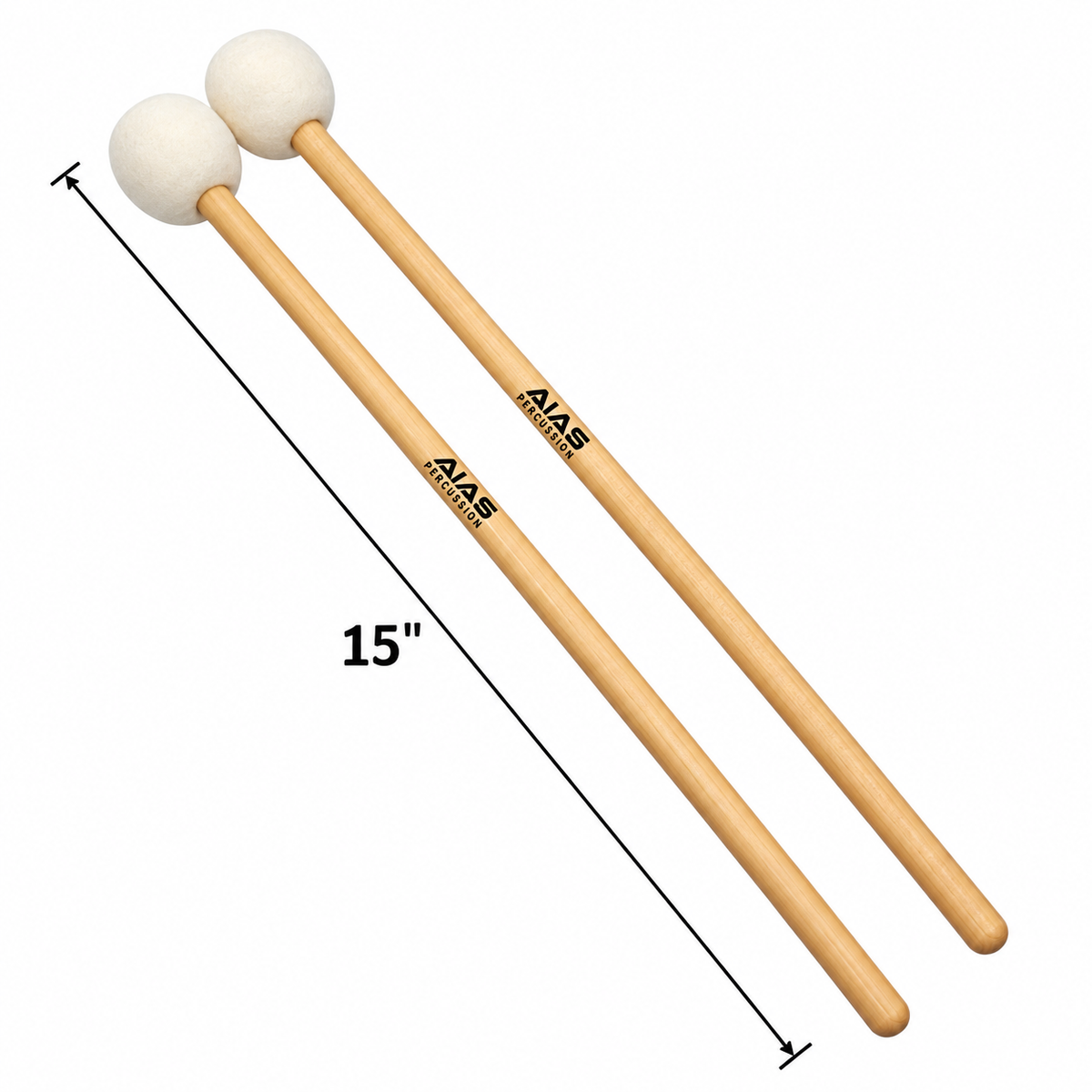 AIAS Firm Timpani Mallets - Maple Shaft Drumsticks, 15" Length