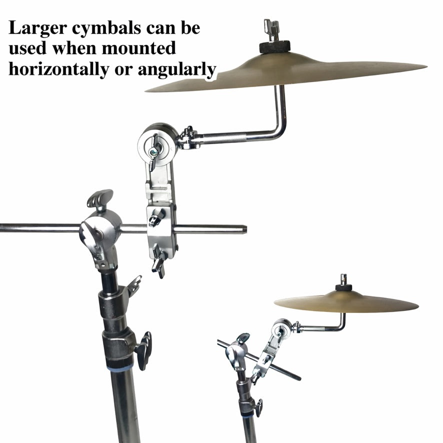 AIAS Splash Cymbal Mount Clamp for Drums – Adjustable Bell Cymbal Holder | Rotating Arm Fits 5/8″–1¼″ Hardware | Drum Rack Mount Percussion Accessory