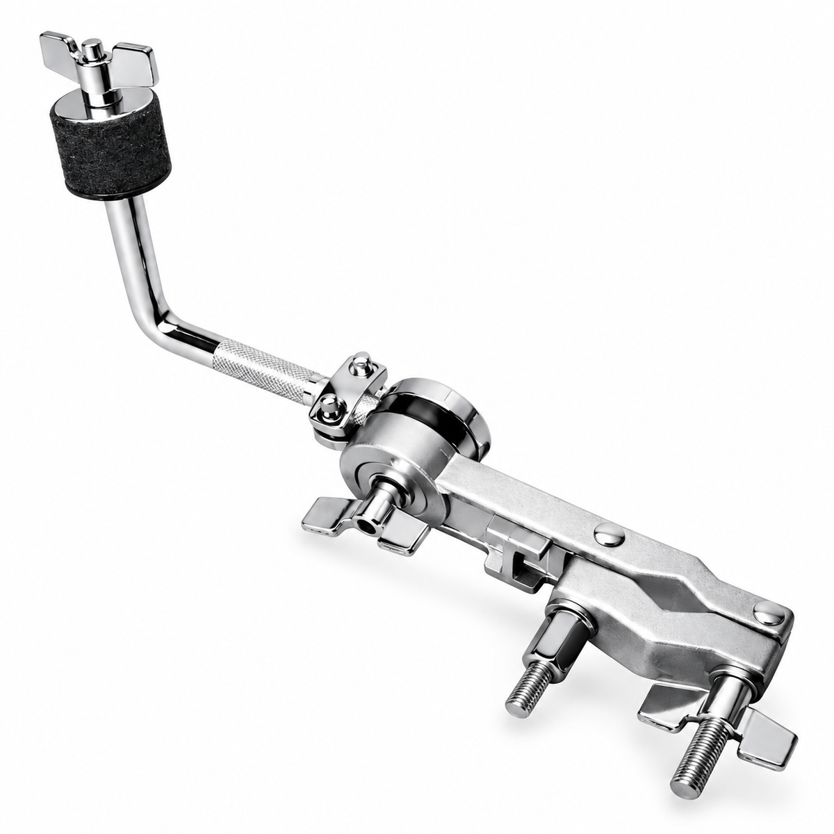 AIAS Splash Cymbal Mount Clamp for Drums, Adjustable Cymbal Holder with Rotating 1/2-Inch L-Rod, 8mm Thread and Memory Lock, Fits 5/8–1  1/4 Inch Drum Hardware
