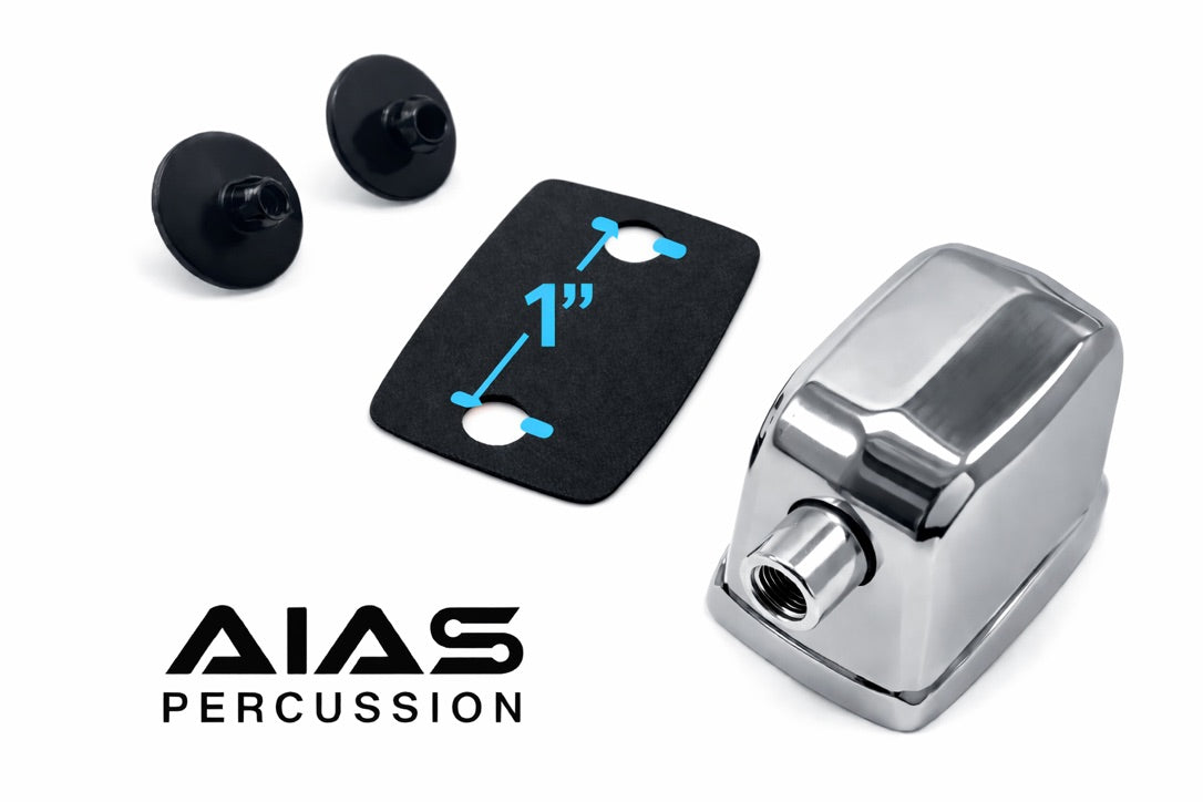 AIAS Single-End Bass Drum Lugs Rectangular Cube Style Chrome Hardware with Screws and Gaskets 1-Inch Spacing 10 Pack