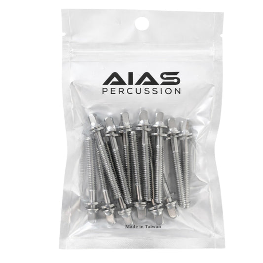 AIAS Chrome Plated Drum Tension Rods 12 Pack with Washers | Replacement Tuning Screws for Snare and Tom Drums