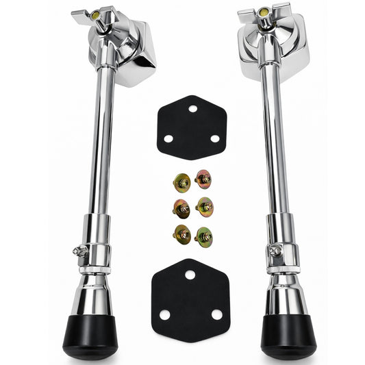 AIAS Adjustable Bass Drum Legs – Chrome-Plated Alloy Steel Kick Drum Spurs with Rubber Feet, Height Adjustable, Stable Support for Bass Drum Shells