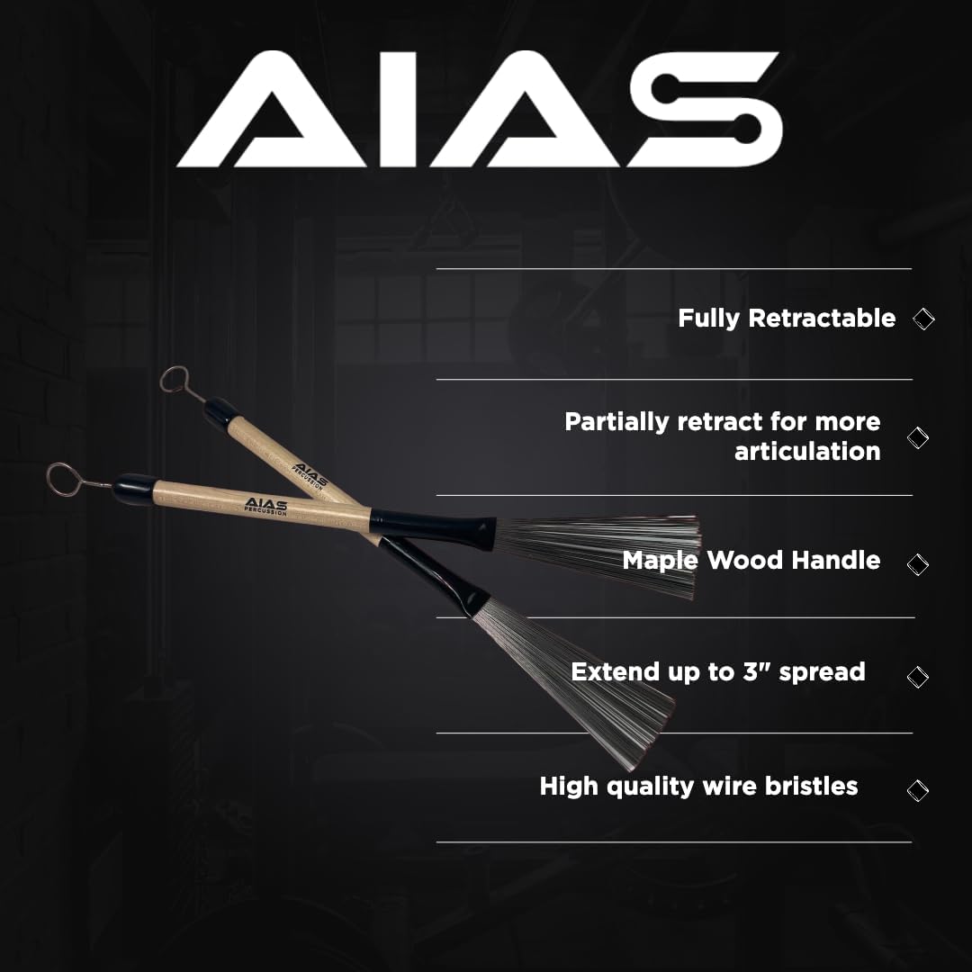 AIAS Wire Drum Brushes - Maple Wood Handle