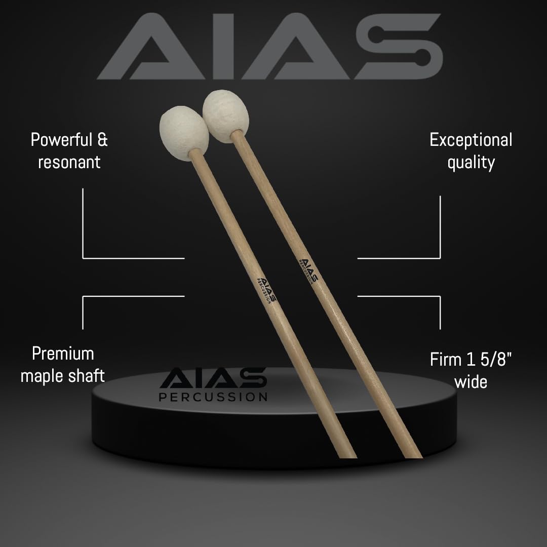 AIAS Firm Timpani Mallets - Maple Shaft Drumsticks, 15" Length