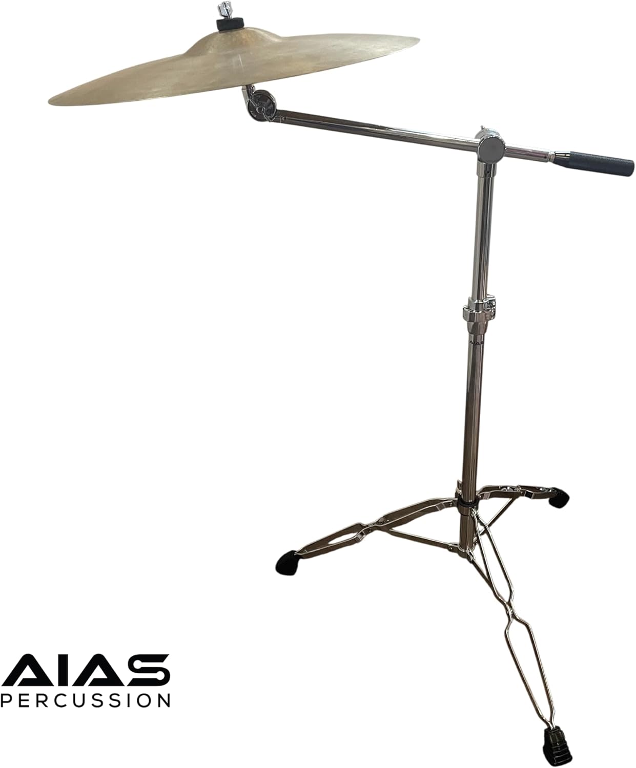 AIAS Heavy Duty Boom Cymbal Stand with Double-Braced Legs, Adjustable Counterweight Arm, Pro Drum Hardware