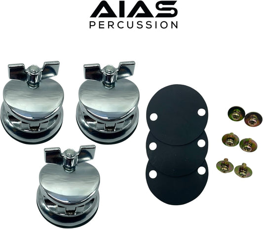 AIAS Floor Tom Mount Bracket – 3 Pack Drum Leg Mounts with 50mm Spacing and 9.5mm–12.7mm Rod Compatibility