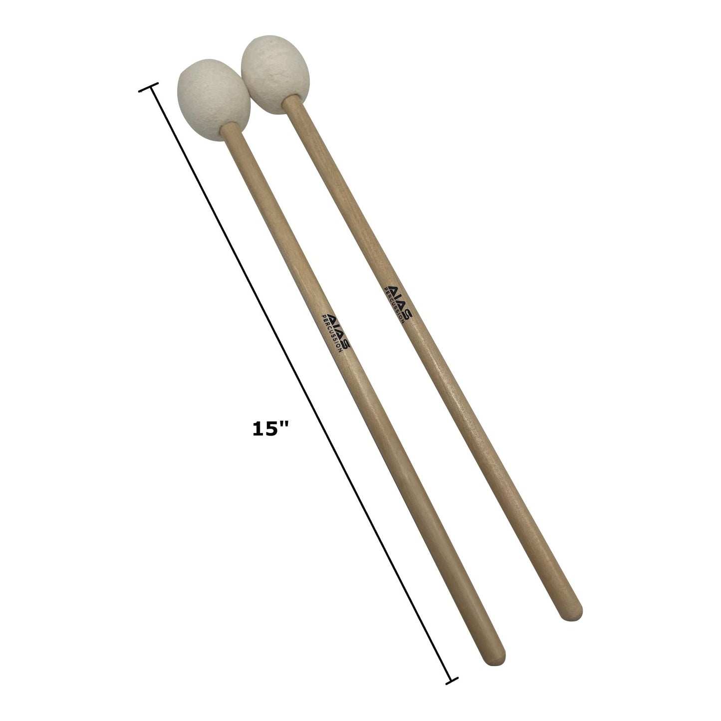 AIAS Firm Timpani Mallets - Maple Shaft Drumsticks, 15" Length
