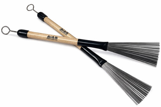 AIAS Retractable Wire Drum Brushes (AW-1) with Maple Wood Handle for Articulation Control and Dynamic Playing