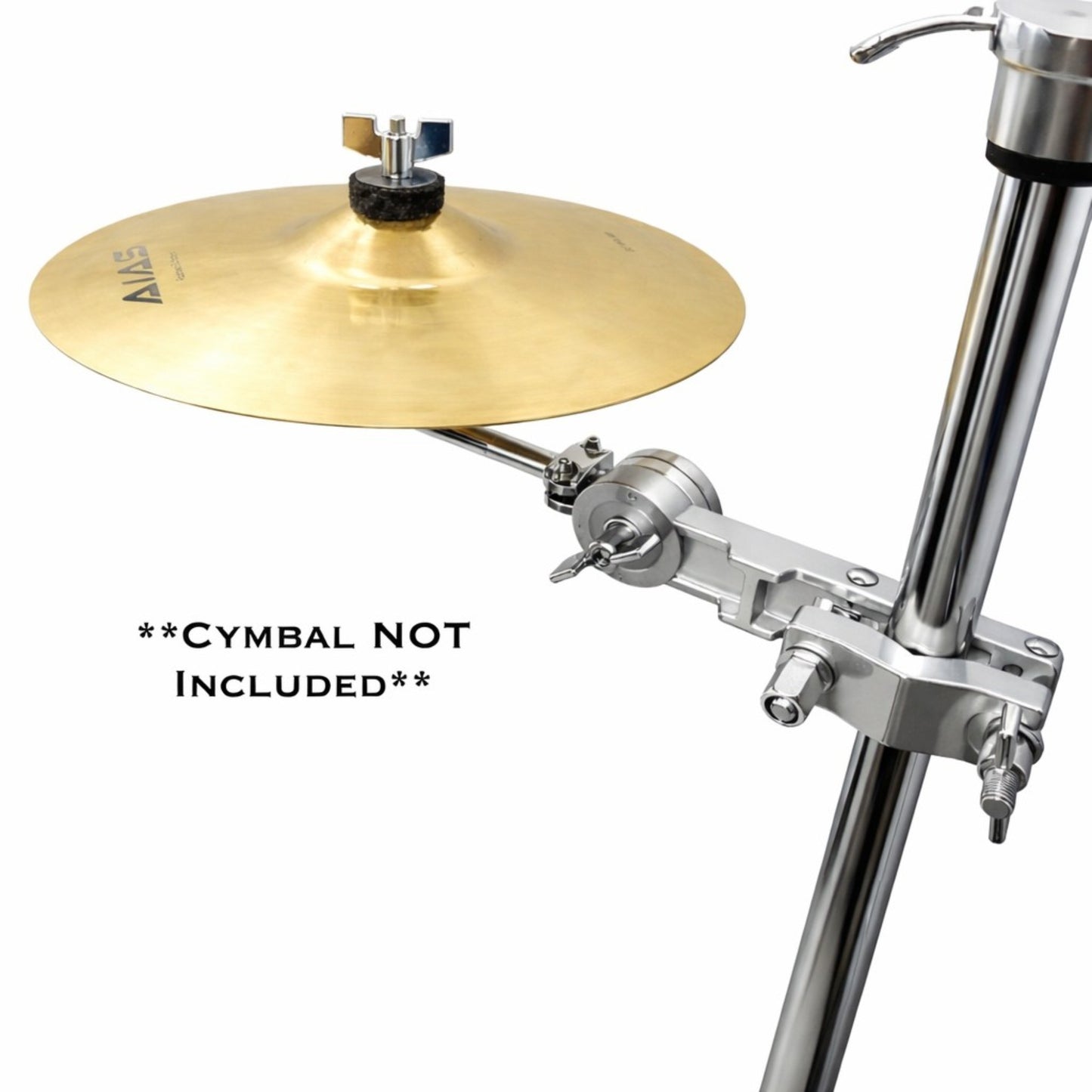 AIAS Splash Cymbal Mount Clamp for Drums – Adjustable Bell Cymbal Holder | Rotating Arm Fits 5/8″–1¼″ Hardware | Drum Rack Mount Percussion Accessory