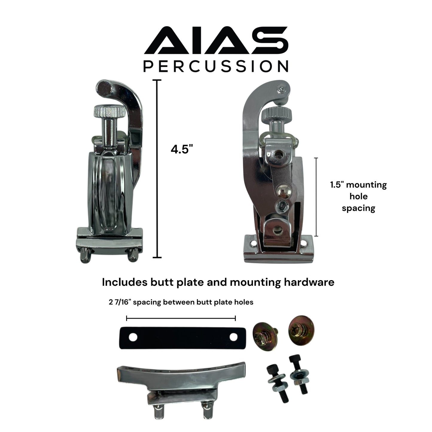 AIAS Snare Strainer and Butt Plate Pack - Chrome AS-3