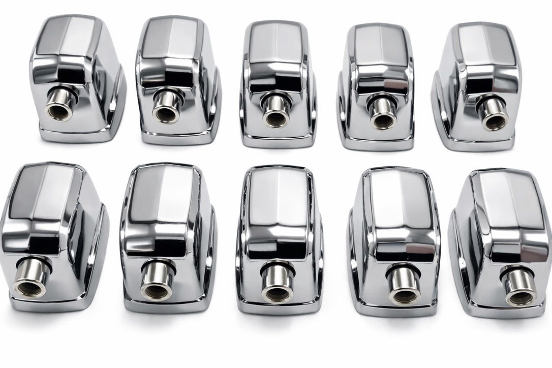AIAS Single-End Bass Drum Lugs Rectangular Cube Style Chrome Hardware with Screws and Gaskets 1-Inch Spacing 10 Pack