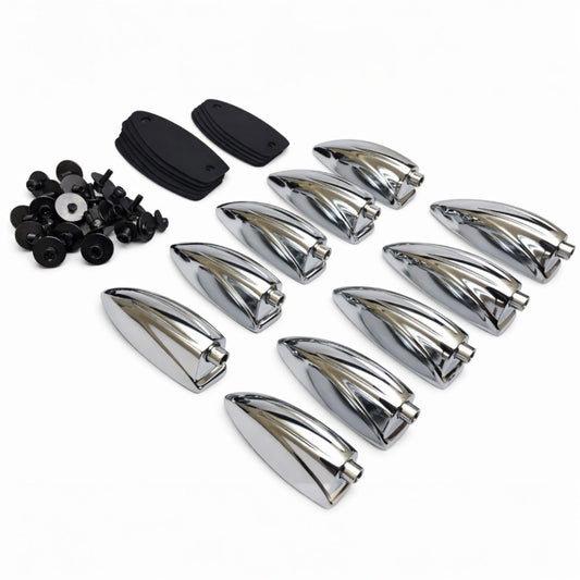 ROSS Percussion Single End Bass Drum Lugs, Chrome, 10 Pack, 2 Inch Hole Spacing, 7/32 Inch Tension Rod Compatible