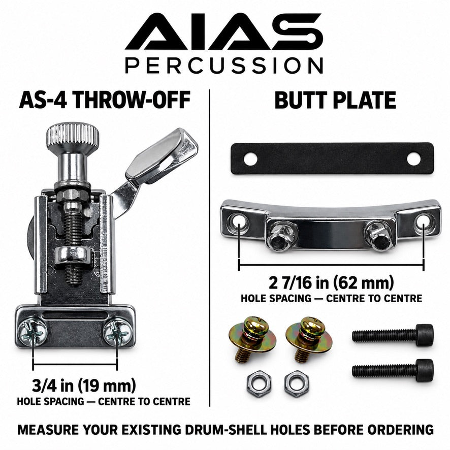 AIAS AS-4 Snare Drum Strainer & Butt Plate Set – Chrome