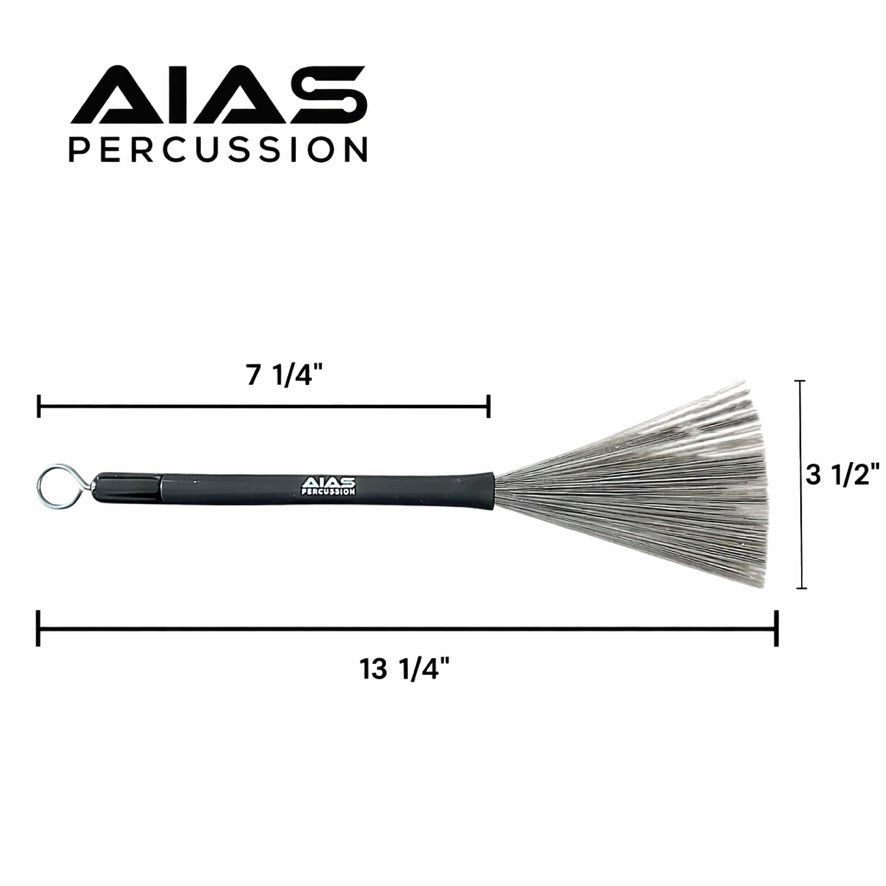 AIAS Retractable Wire Drum Brushes AR-1 with Rubber Handle, Adjustable Spread for Dynamic Control and Performance