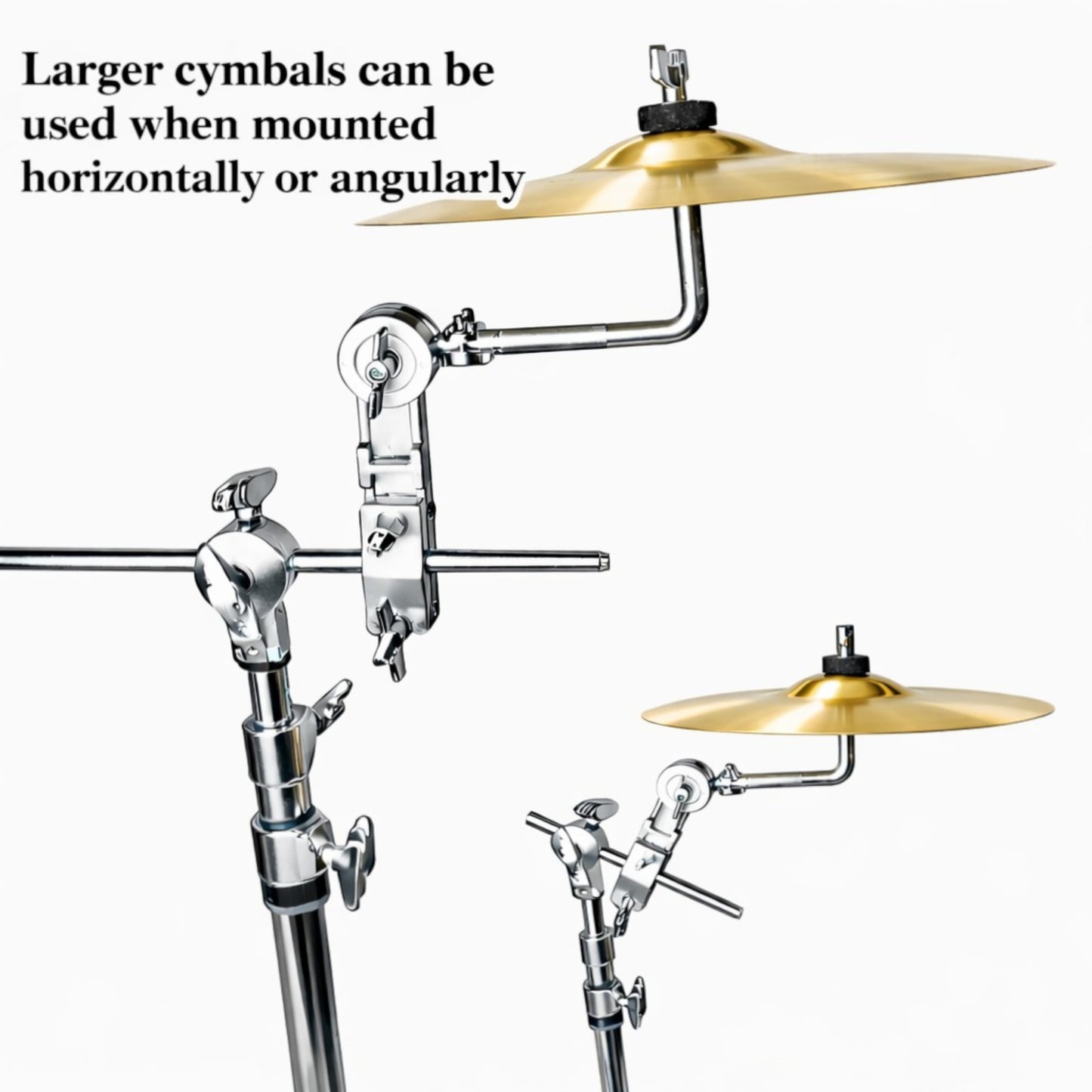 AIAS Splash Cymbal Mount Clamp for Drums – Adjustable Bell Cymbal Holder | Rotating Arm Fits 5/8″–1¼″ Hardware | Drum Rack Mount Percussion Accessory