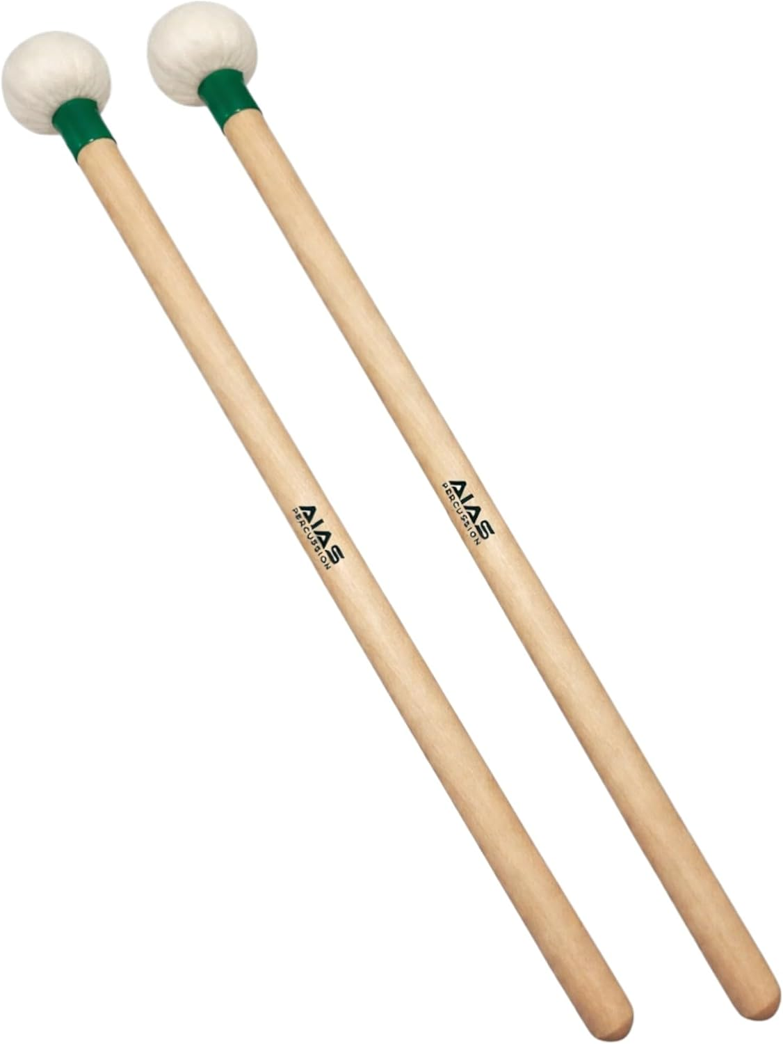 AIAS Medium-Firm Timpani Mallets – Maple Shaft Drumsticks with 1 7/16" Felt Heads, Balanced Percussion Mallets for Orchestra, Concert Band, and Studio Use