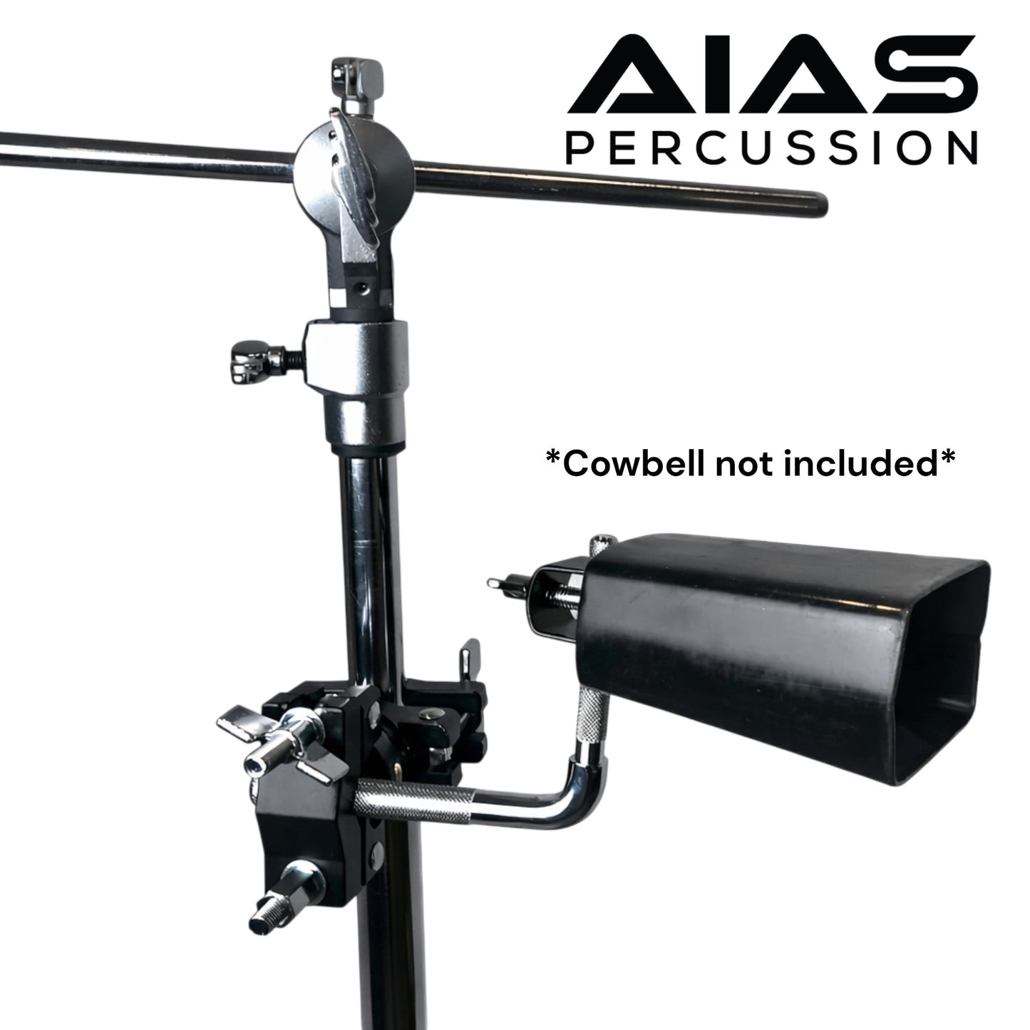 AIAS Cowbell Mount Accessory Multi Clamp – Percussion Clamp for Cowbells, Jam Blocks & Drum Accessories, Rotating Fastener, Fits 3/8" to 1 1/4" Drum Hardware