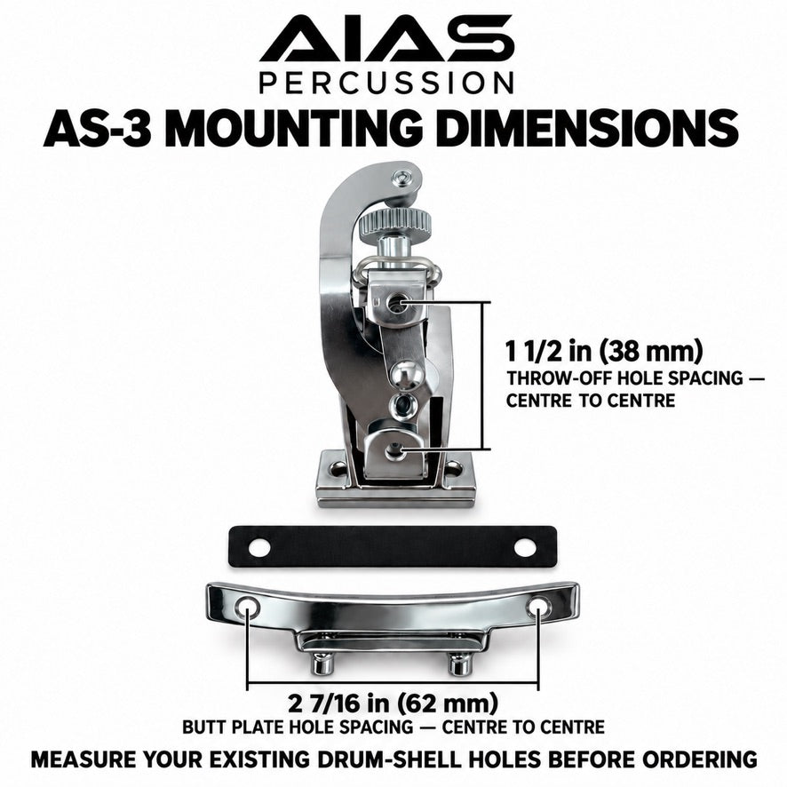 AIAS Snare Strainer and Butt Plate Pack - Chrome AS-3