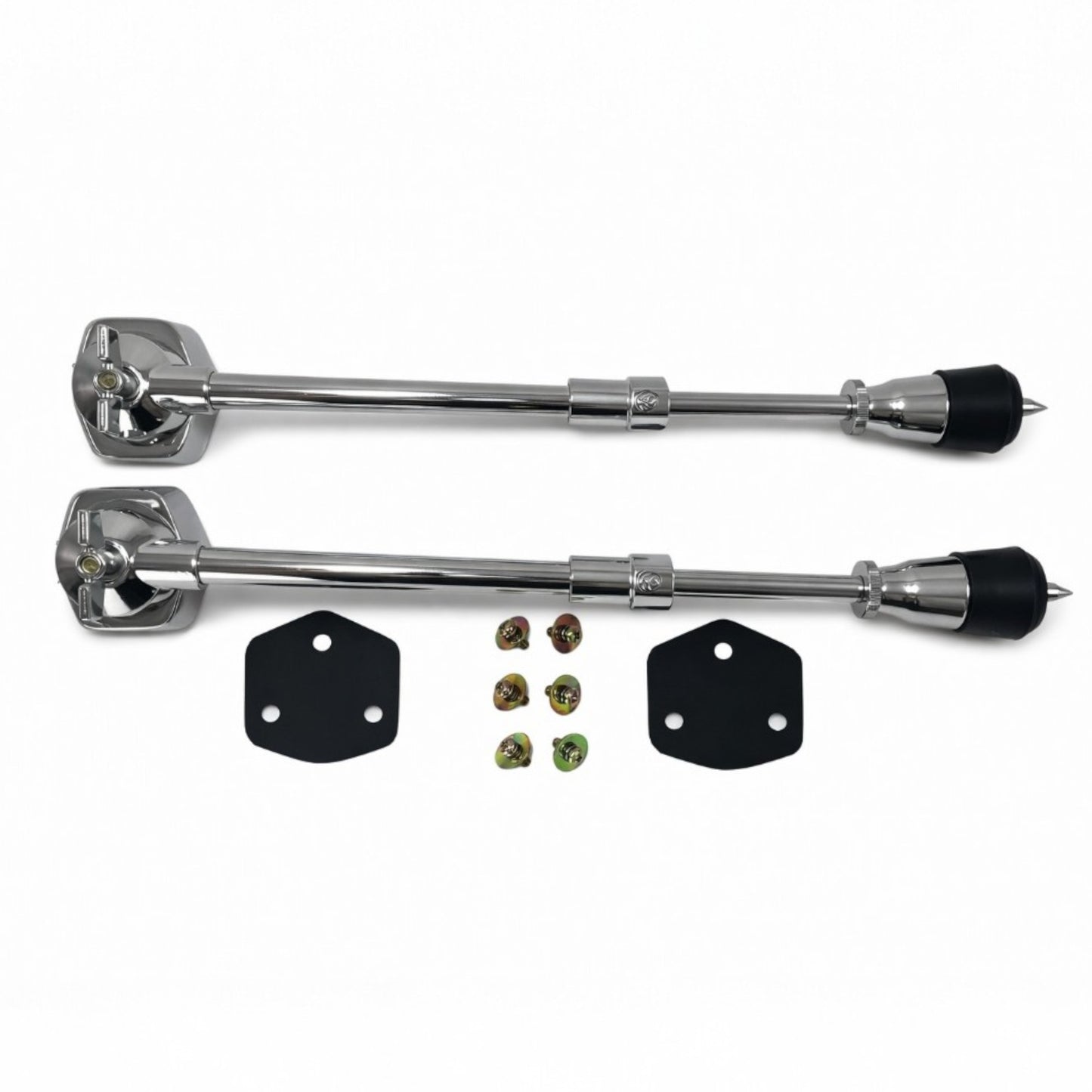 AIAS Adjustable Bass Drum Legs – Chrome-Plated Alloy Steel Kick Drum Spurs with Rubber Feet, Height Adjustable, Stable Support for Bass Drum Shells