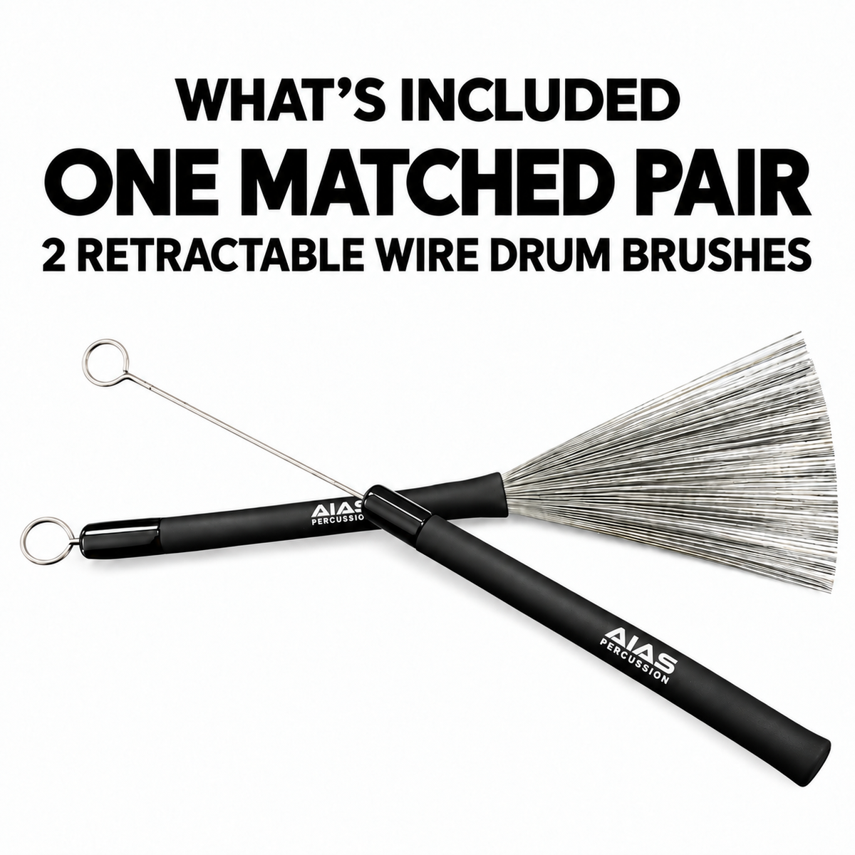 AIAS AR-1 Retractable Wire Drum Brushes – Adjustable Pair with Rubber Grip