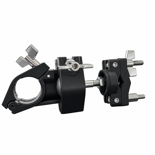 AIAS Rotating Drum Rack Clamp with Adjustable Ball Joint, Multi Clamp for 1.5 Inch Rack Tubing, Tom Mounts, Hi-Hat Stands and Percussion Accessories, Black
