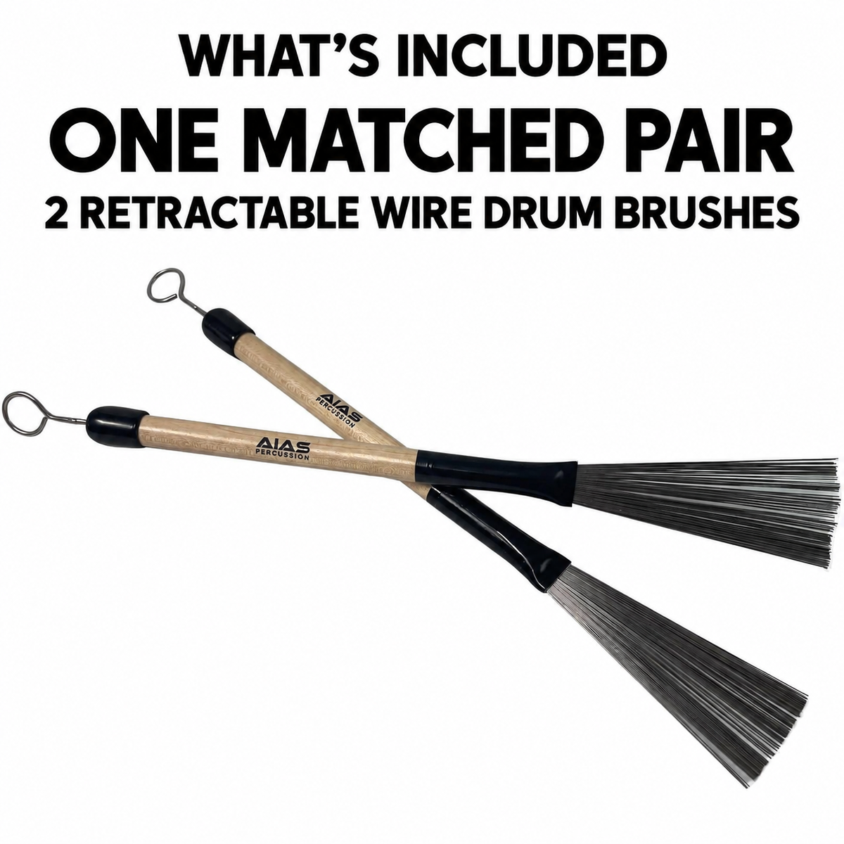 AIAS AW-1 Retractable Wire Drum Brushes – Maple Handles, Pair